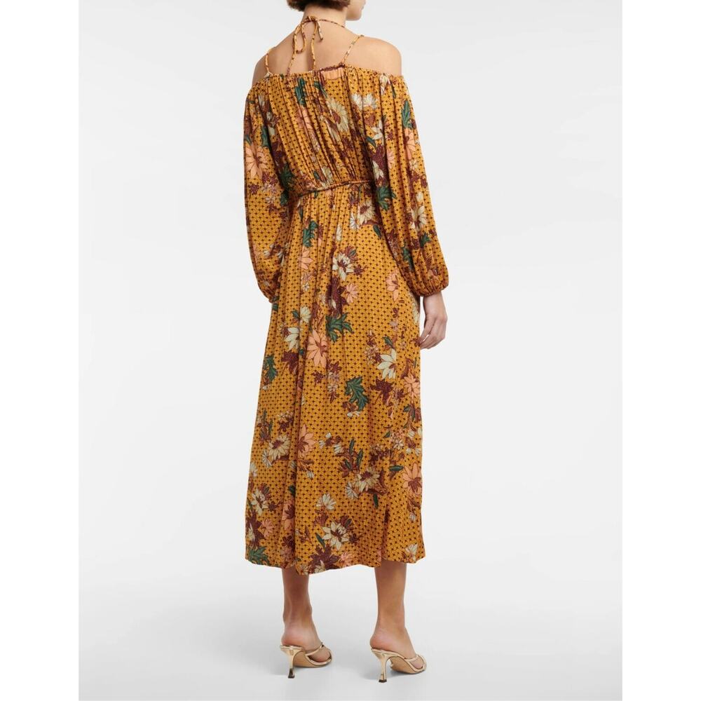 ULLA JOHNSON Floral Printed Noemi Cold Shoulder Midi Dress // S - Picture 3 of 14